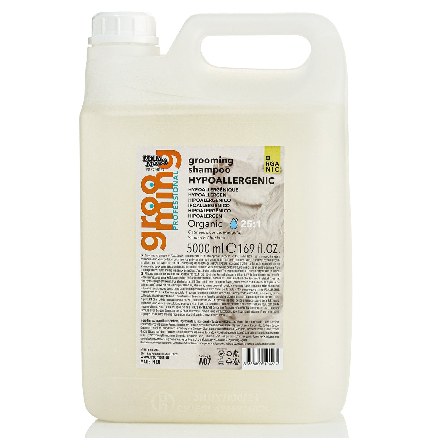 5l Continr with Professional Dog Grooming Shampoo 25:1 Organic HYPOALLERGENIC 